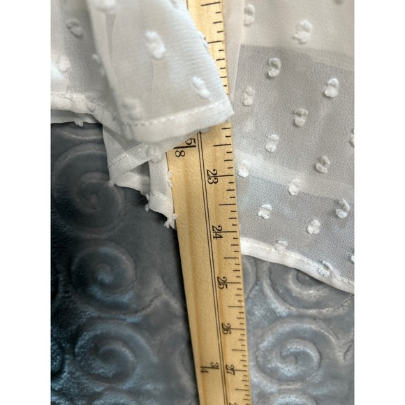 Miami Textured Dot Off The Shoulder Blouse White Sheer Sleeve Size M - Picture 6 of 10